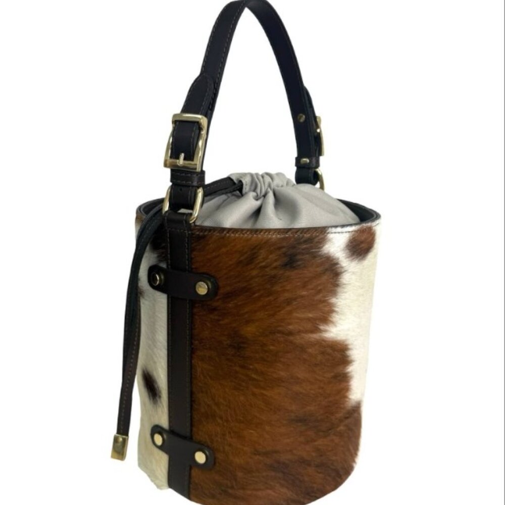 Exquisite Italian Cow Skin Bucket Bag – Handcrafted in Florence, Italy - Picture 3 of 4
